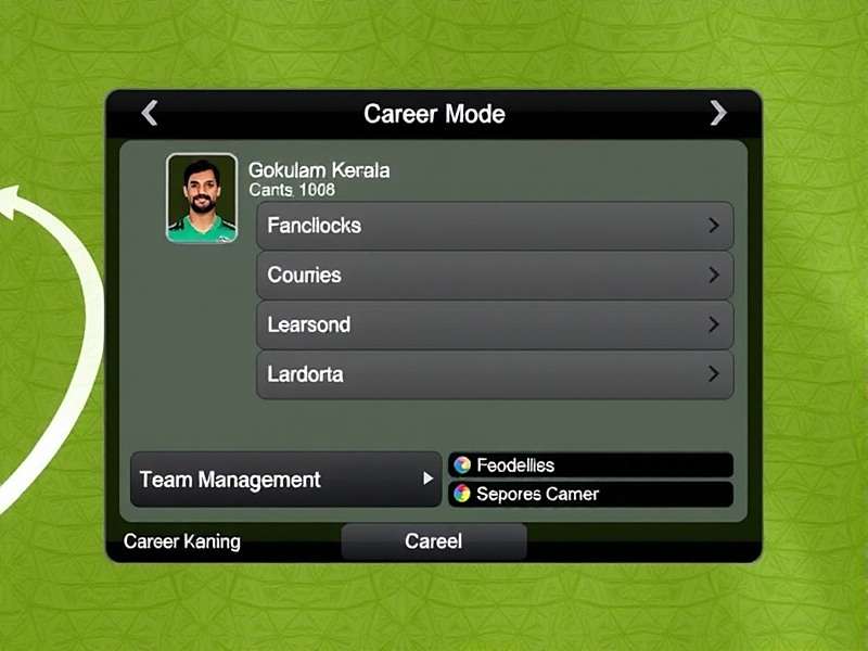 Career Mode Management Interface Career mode interface in FIFA 08: Gokulam Kerala Career showing team management screen